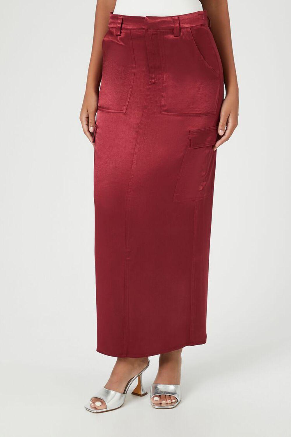 Satin Slit Midi Skirt | Forever 21 Product Image