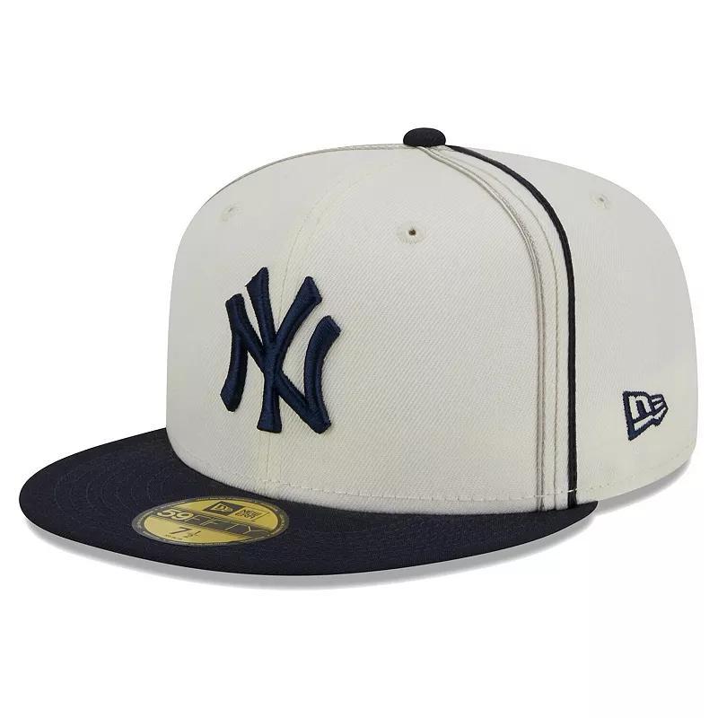 Mens New Era Cream/Navy New York Yankees Chrome Sutash 59FIFTY Fitted Hat Product Image