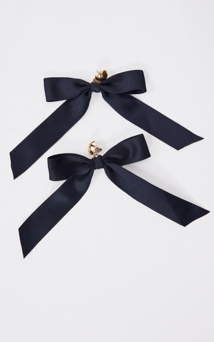 Gold Stud Black Bow Earrings Product Image