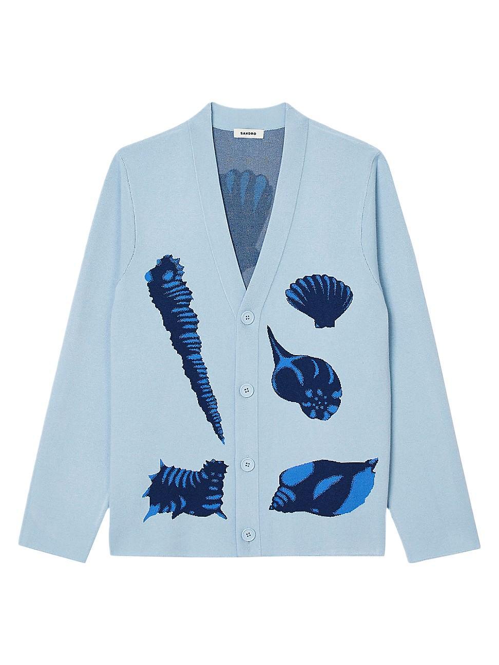 Mens Jacquard Knit Seashell Cardigan Product Image