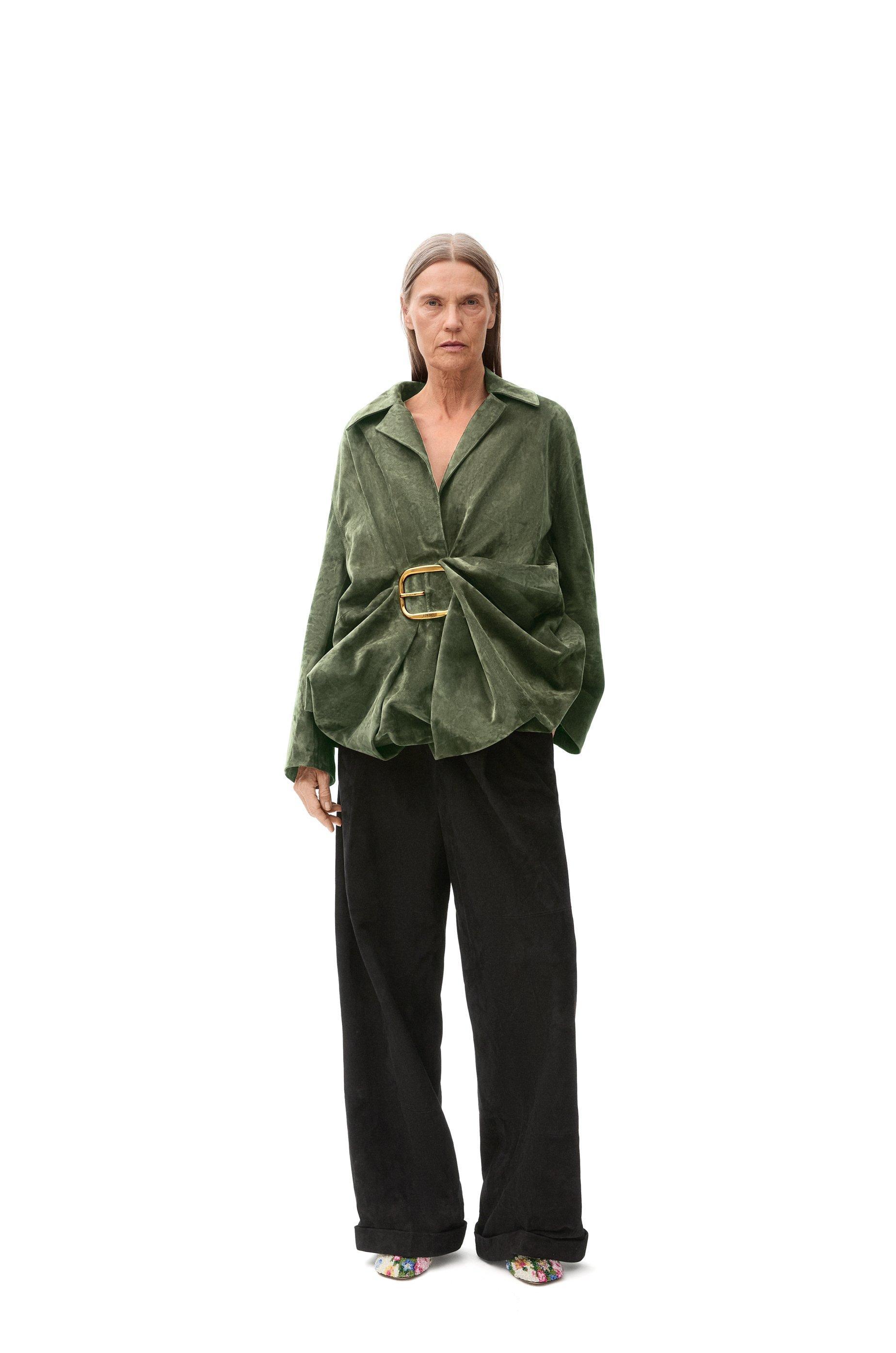 Pleated trousers in suede lambskin Product Image