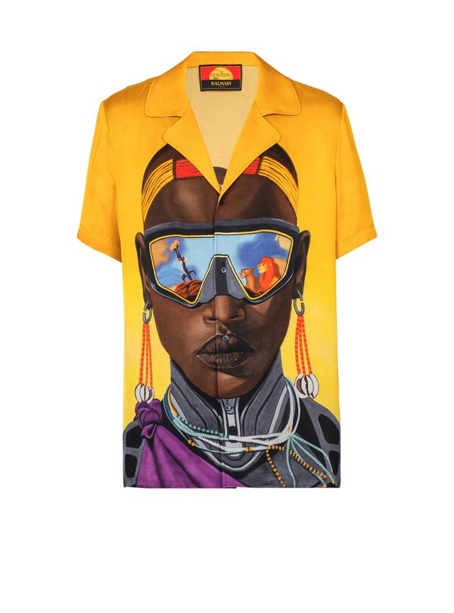 Disney x Balmain: The Lion King - Satin pyjama shirt with Nika Mtwana print Product Image