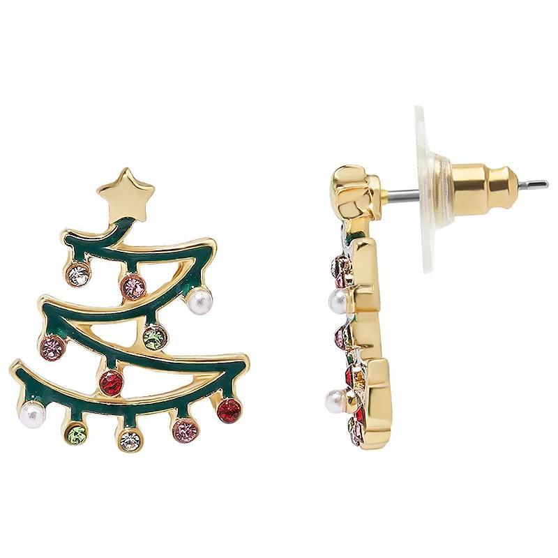 LC Lauren Conrad Simulated Crystal Christmas Tree Stud Earrings, Womens, Multi Product Image