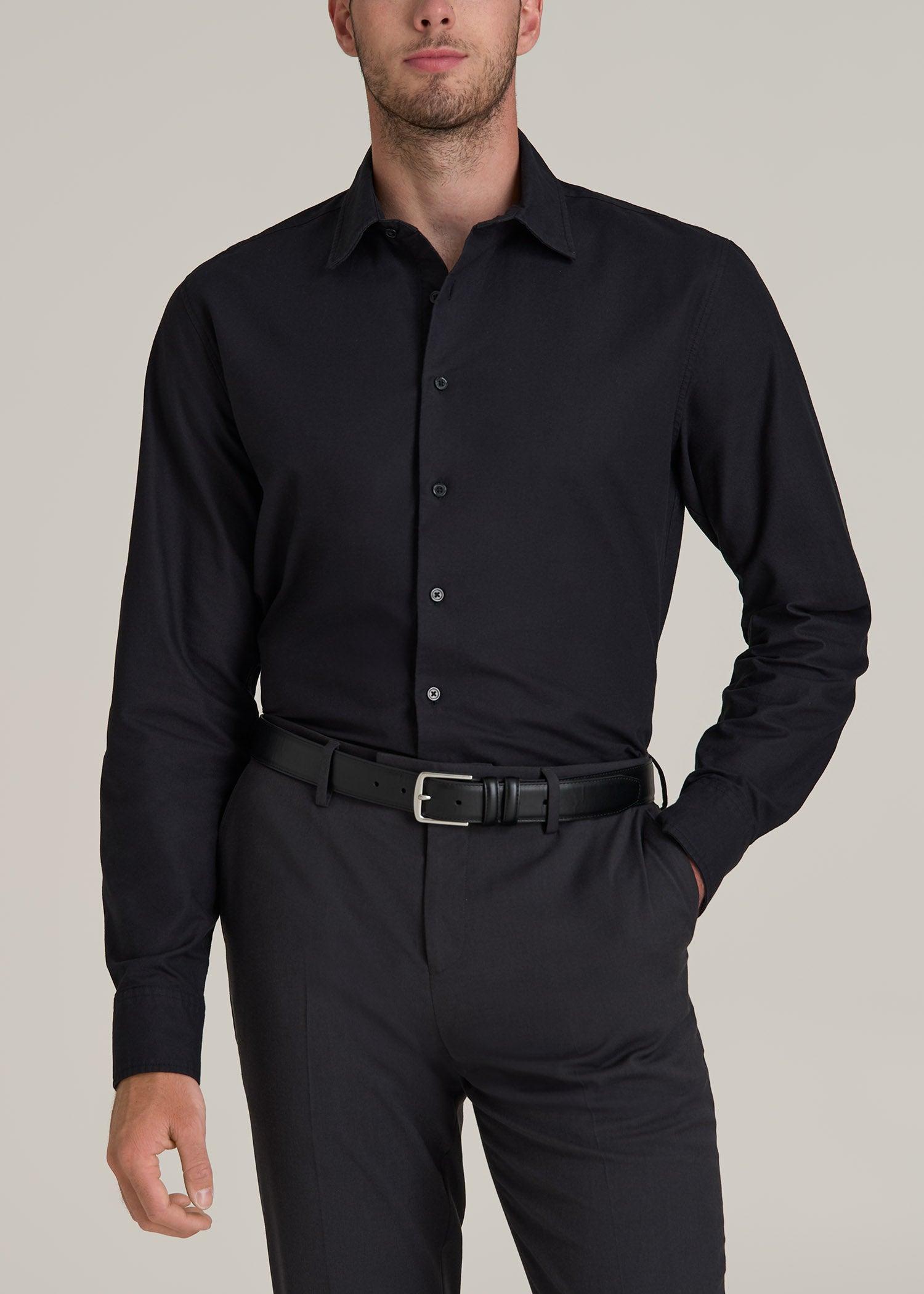 Pinpoint Oxford Shirt for Tall Men in Black Product Image