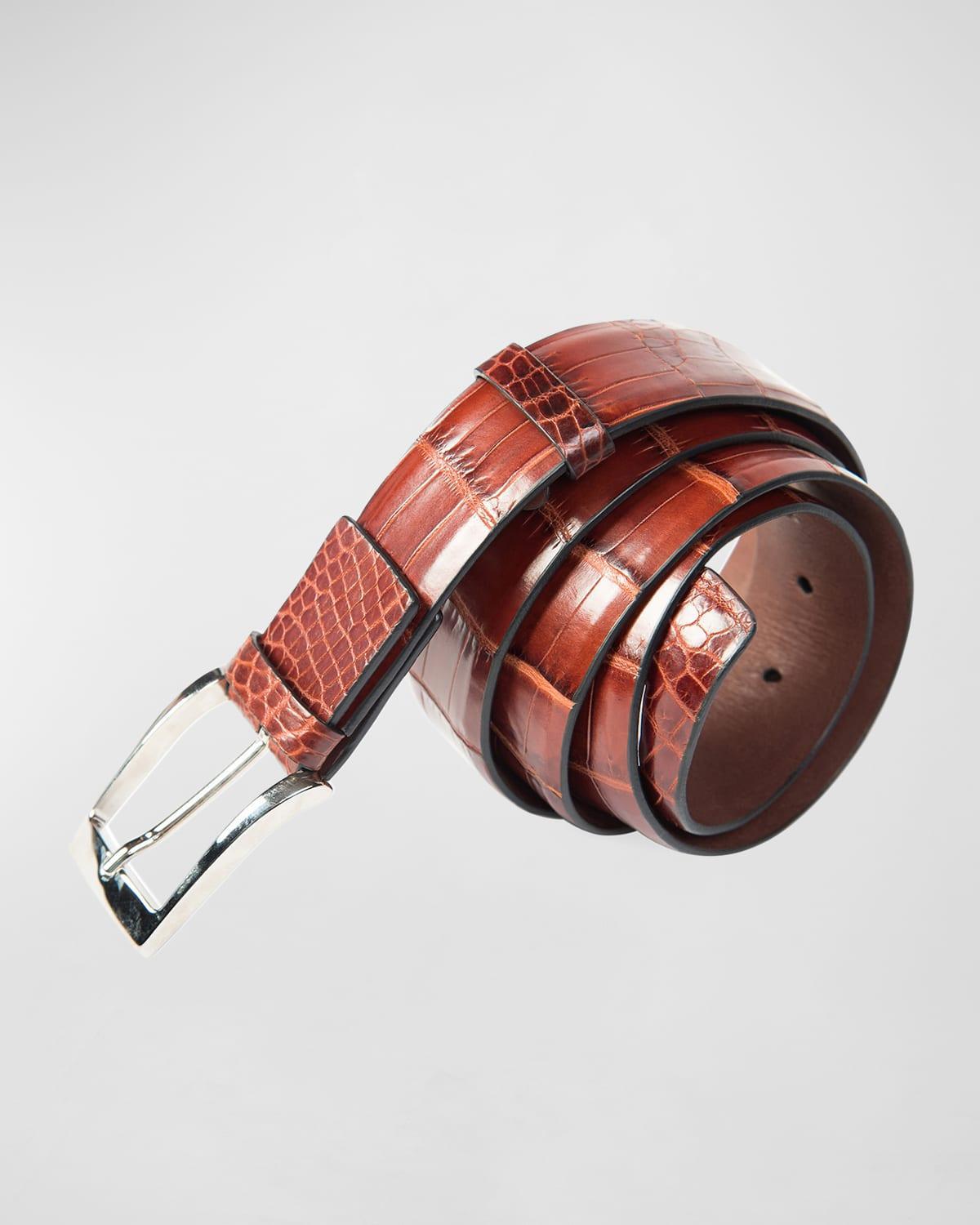 Mens Crocodile Leather Dress Belt Product Image