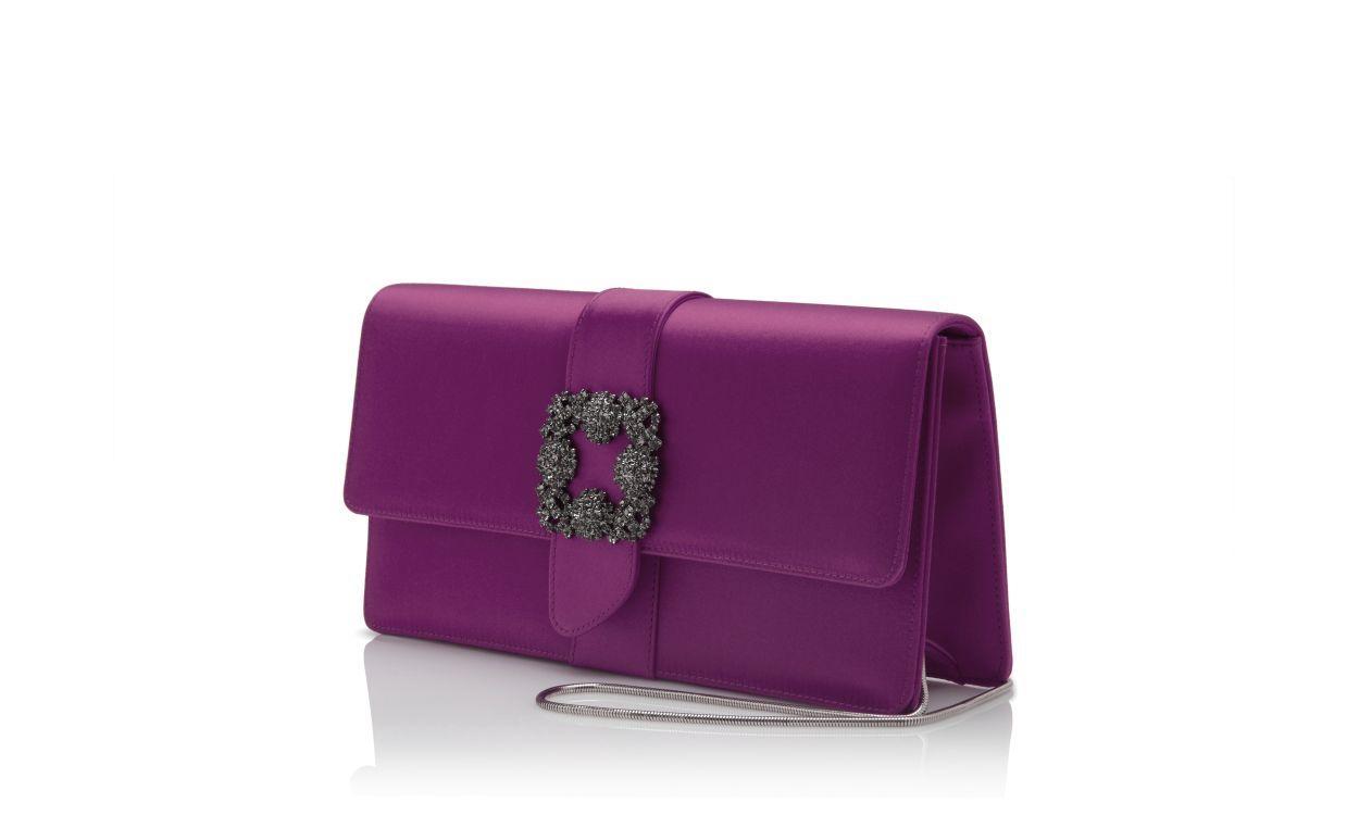 CAPRI Dark Fuchsia Satin Jewel Buckle Clutch Product Image