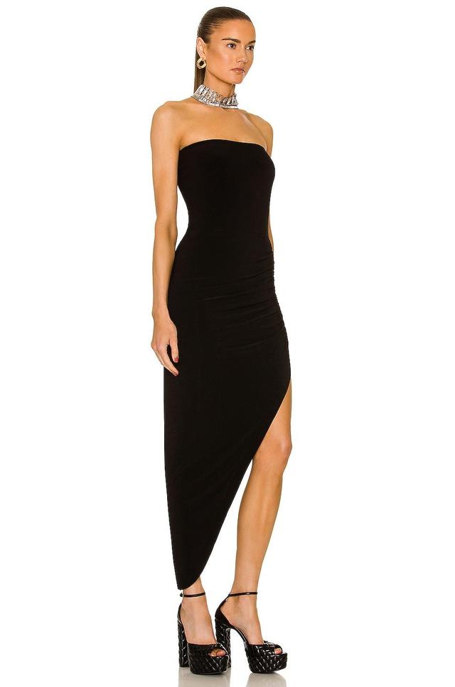 Norma Kamali Strapless Side Drape Gown in Black - Black. Size XL (also in XS, S, M, L). Product Image