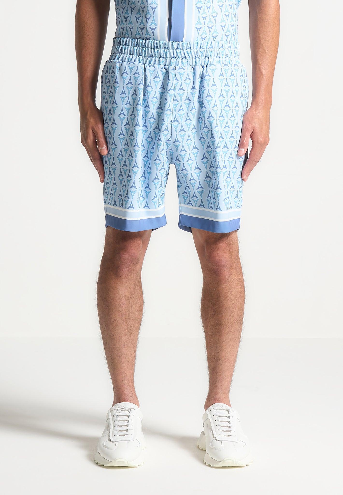 Eiffel Monogram Shorts - Blue Male Product Image