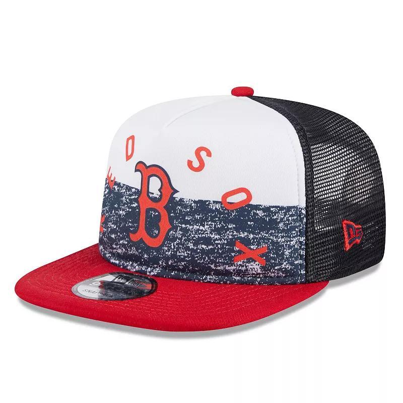 Mens New Era White/Red Boston Red Sox Team Foam Front A-Frame Trucker 9FIFTY Snapback Hat Product Image