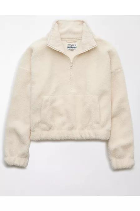 AE Cropped Sherpa Quarter-Zip Sweatshirt Womens product image