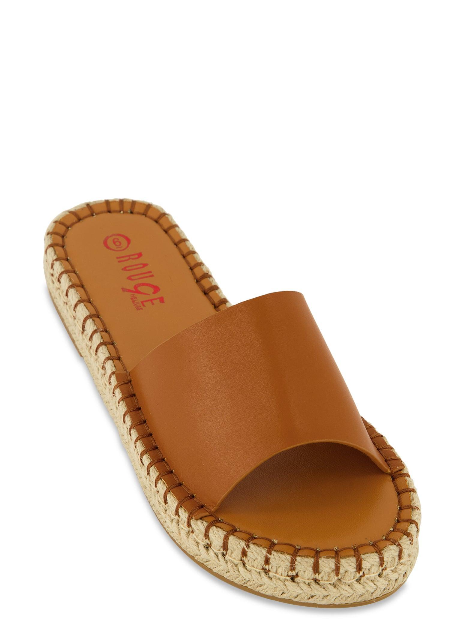 Womens Espadrille Trim Slide Sandals Product Image