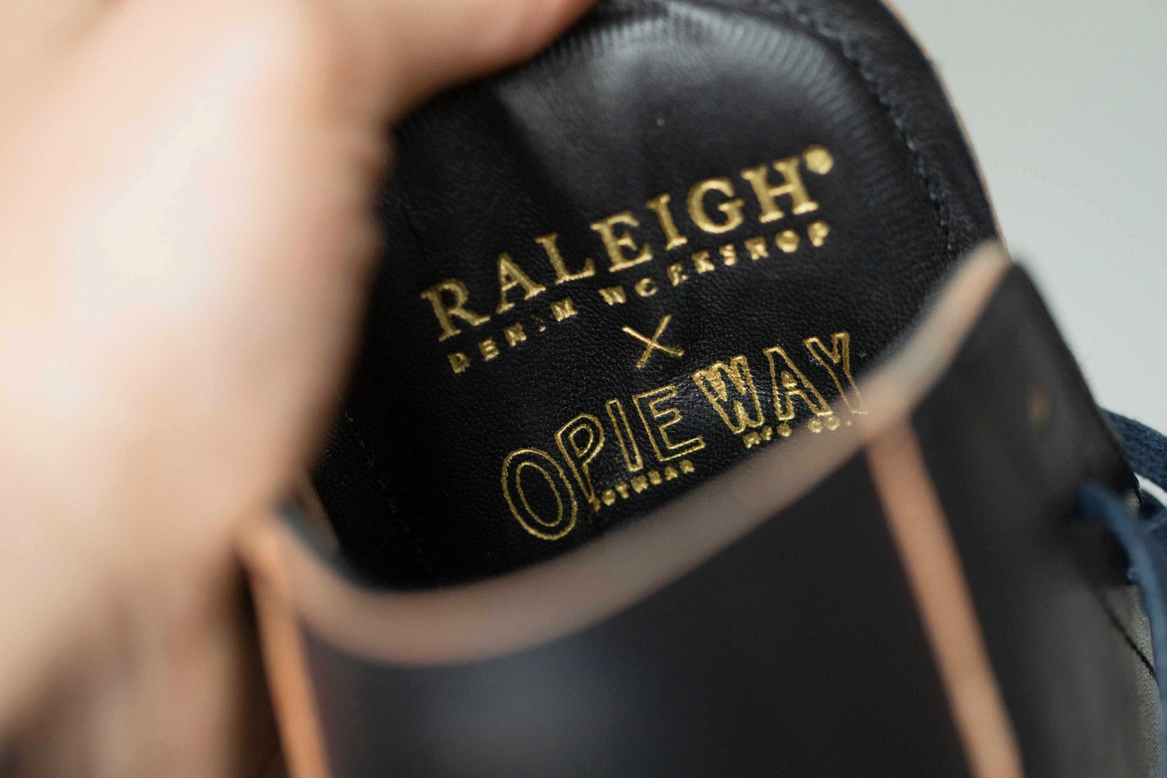 Opie Way x Raleigh Denim Shoes | Black Leather Navy Sole Male Product Image