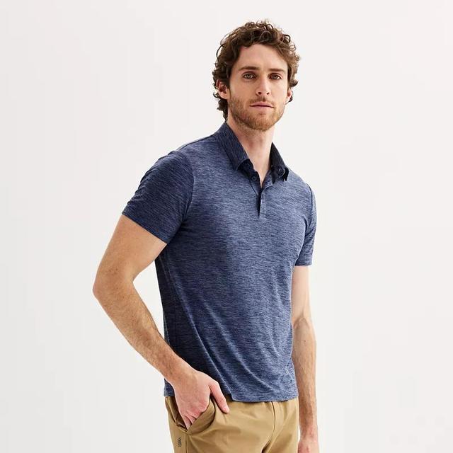 Mens FLX Knit Wander Polo Blue Product Image