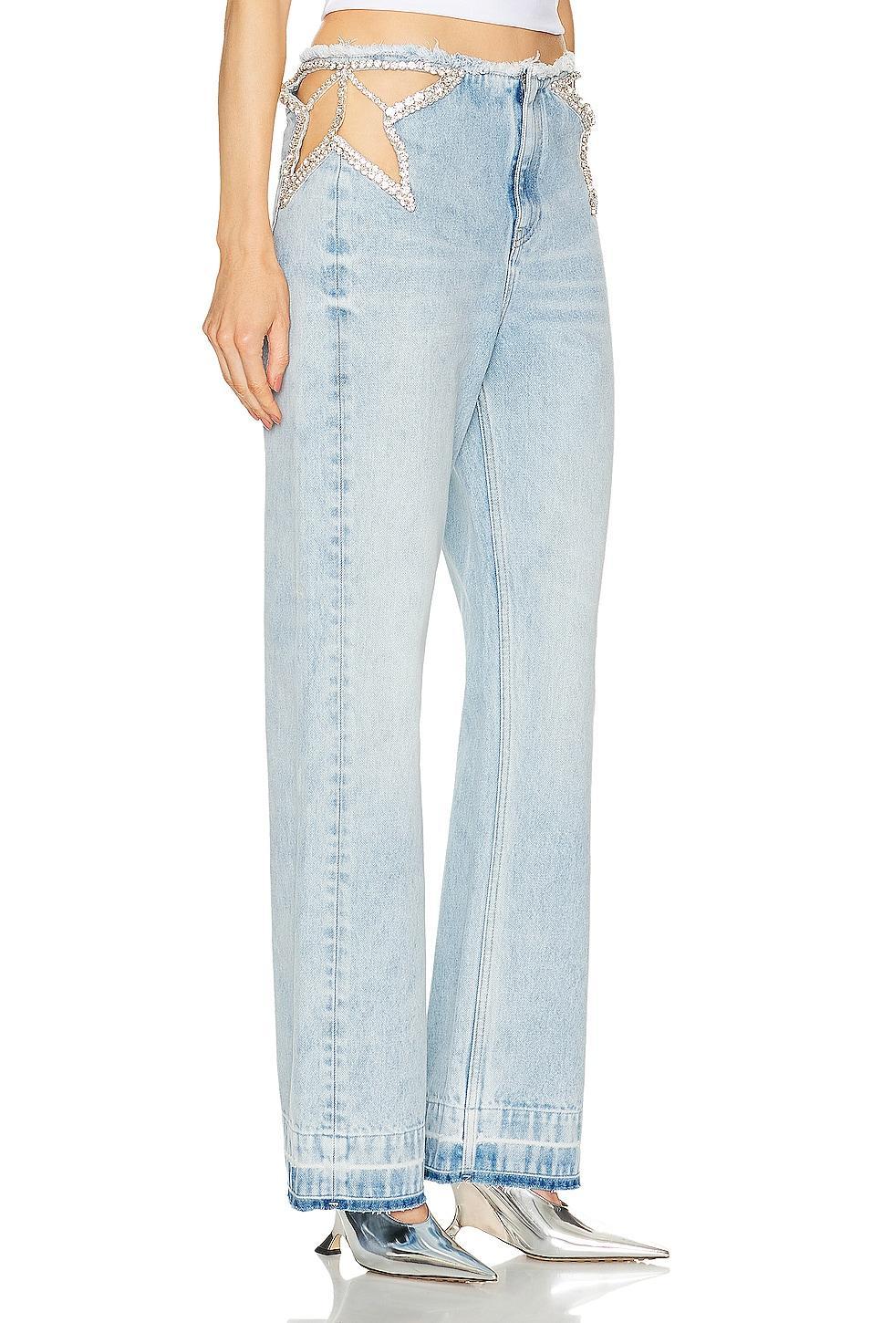 Stella McCartney Crystal Star Cutout Denim Jeans Product Image