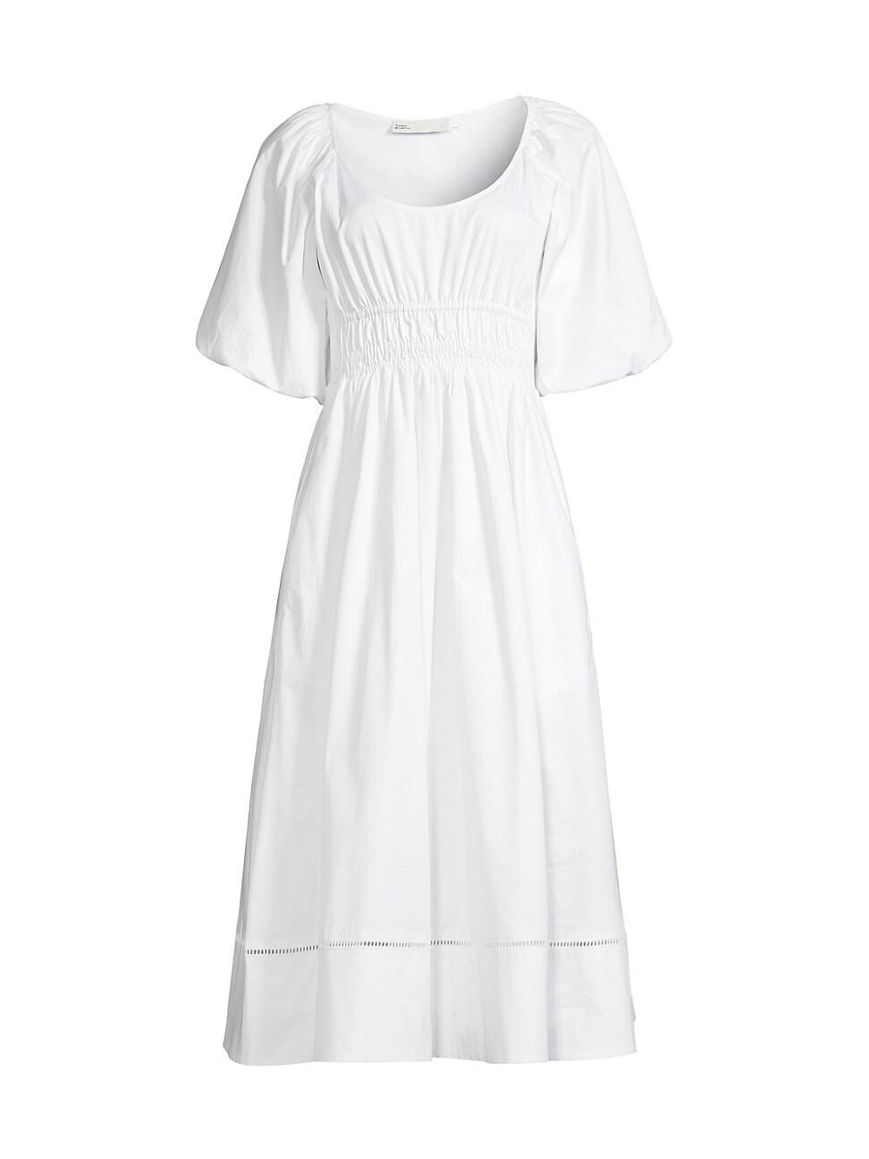 Womens Smocked Cotton Midi-Dress product image