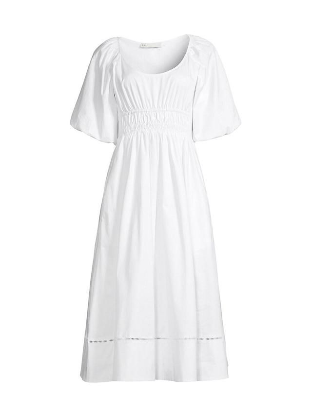 Womens Smocked Cotton Midi-Dress Product Image