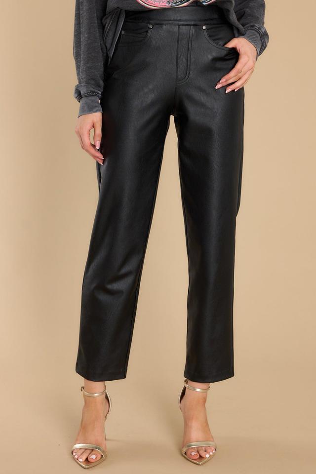 Spanx Leather-Like Ankle Skinny Luxe Black Pants Product Image