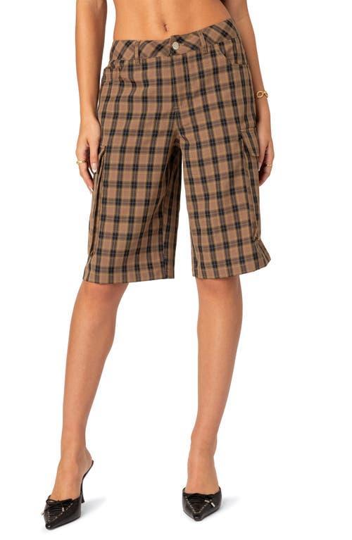 EDIKTED Plaid Cargo Shorts Product Image