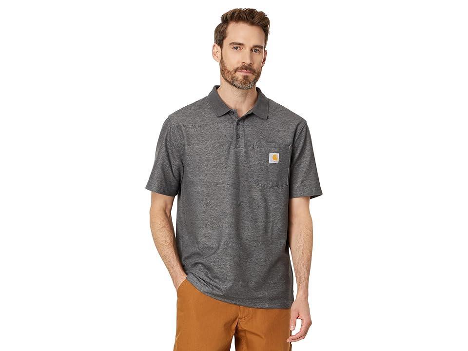 Carhartt Loose Fit Midweight Short Sleeve Pocket Polo (Carbon Heather) Men's Clothing Product Image