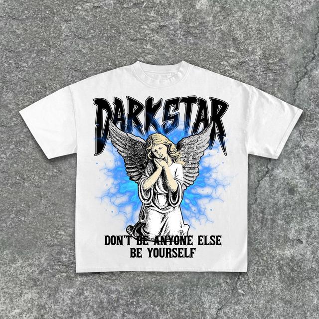 Darkstar-Angel Jesus Lightning Vintage Print Pattern Cotton T-Shirt Product Image