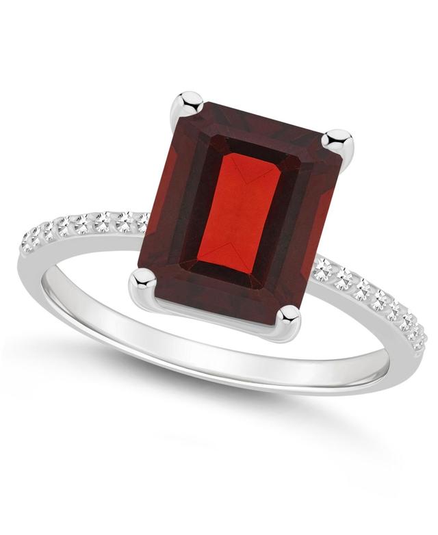 Macys Womens Garnet (4 ct.t.w.) and Diamond (1/10 ct.t.w.) Ring in Sterling Silver Product Image