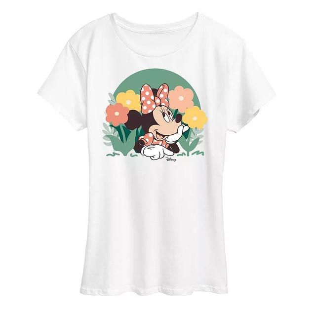 Disneys Minnie Mouse Womens Flowers Graphic Tee Product Image