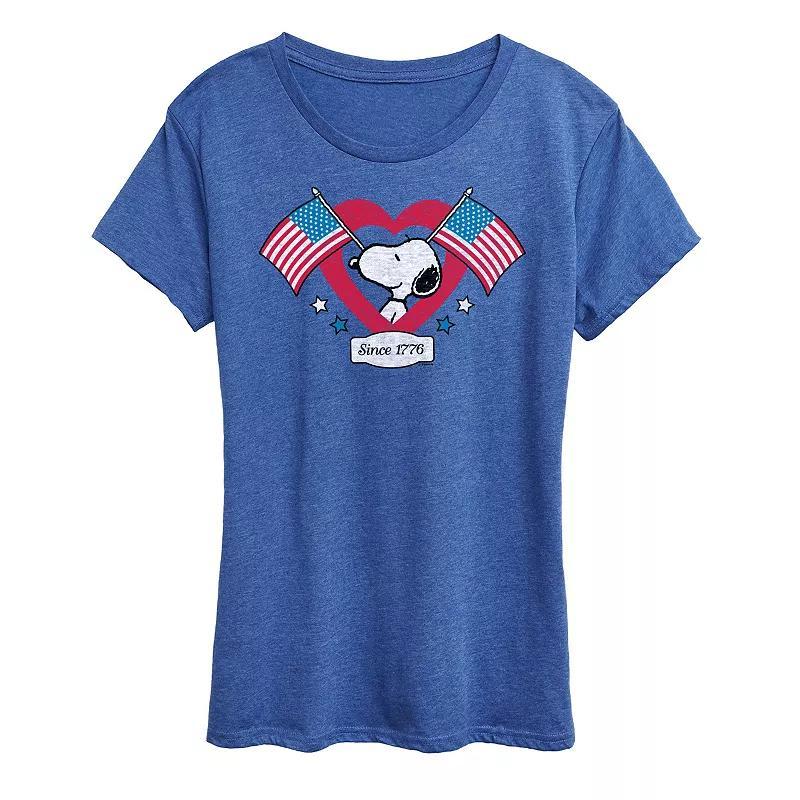 Womens Peanuts Snoopy Since 1776 Flag Heart Graphic Tee Product Image