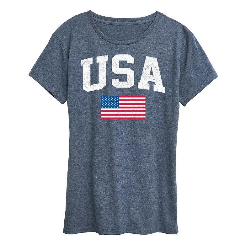 Womens USA Flag Graphic Tee Grey Blue Product Image