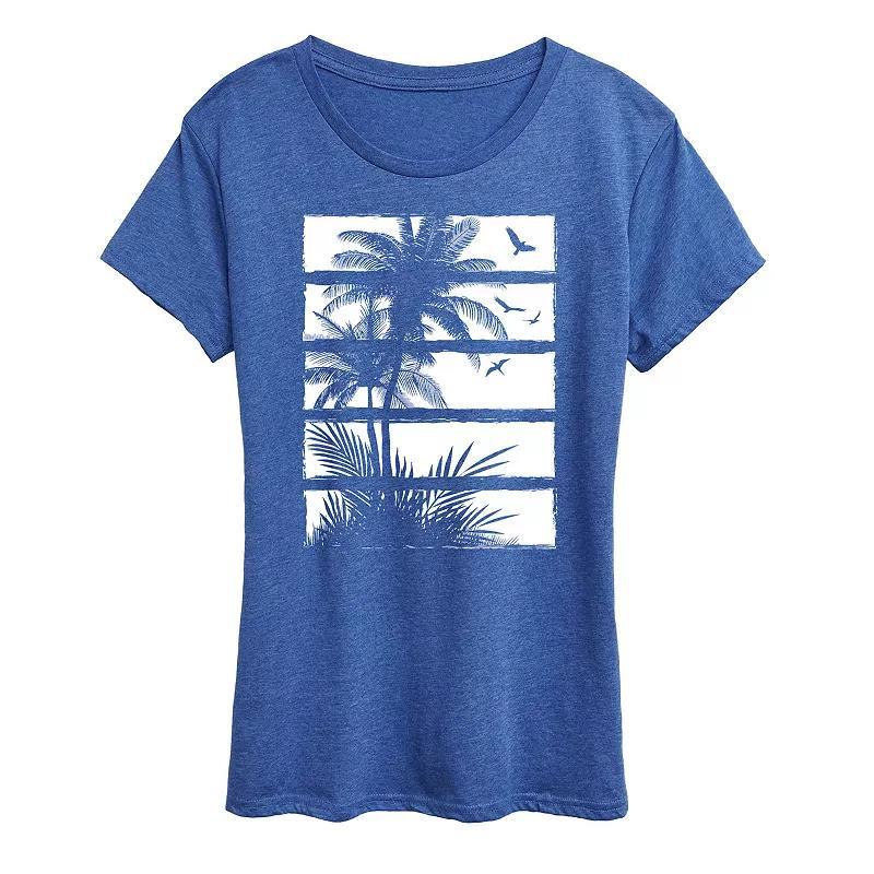 Womens Palm Tree Silhouette Panels Graphic Tee Product Image