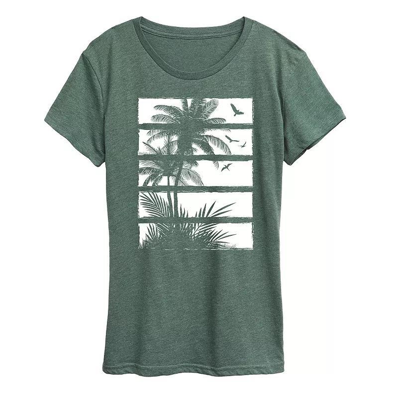 Womens Palm Tree Silhouette Panels Graphic Tee Product Image