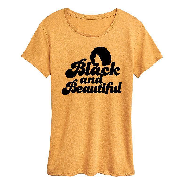 Womens Black and Beautiful Graphic Tee Grey Yellow Product Image