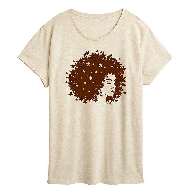 Plus Starry Afro Woman Graphic Tee, Womens Product Image