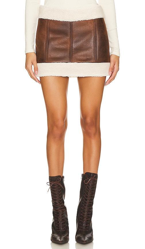 Lovers and Friends Luanne Mini Skirt in Brown. Product Image