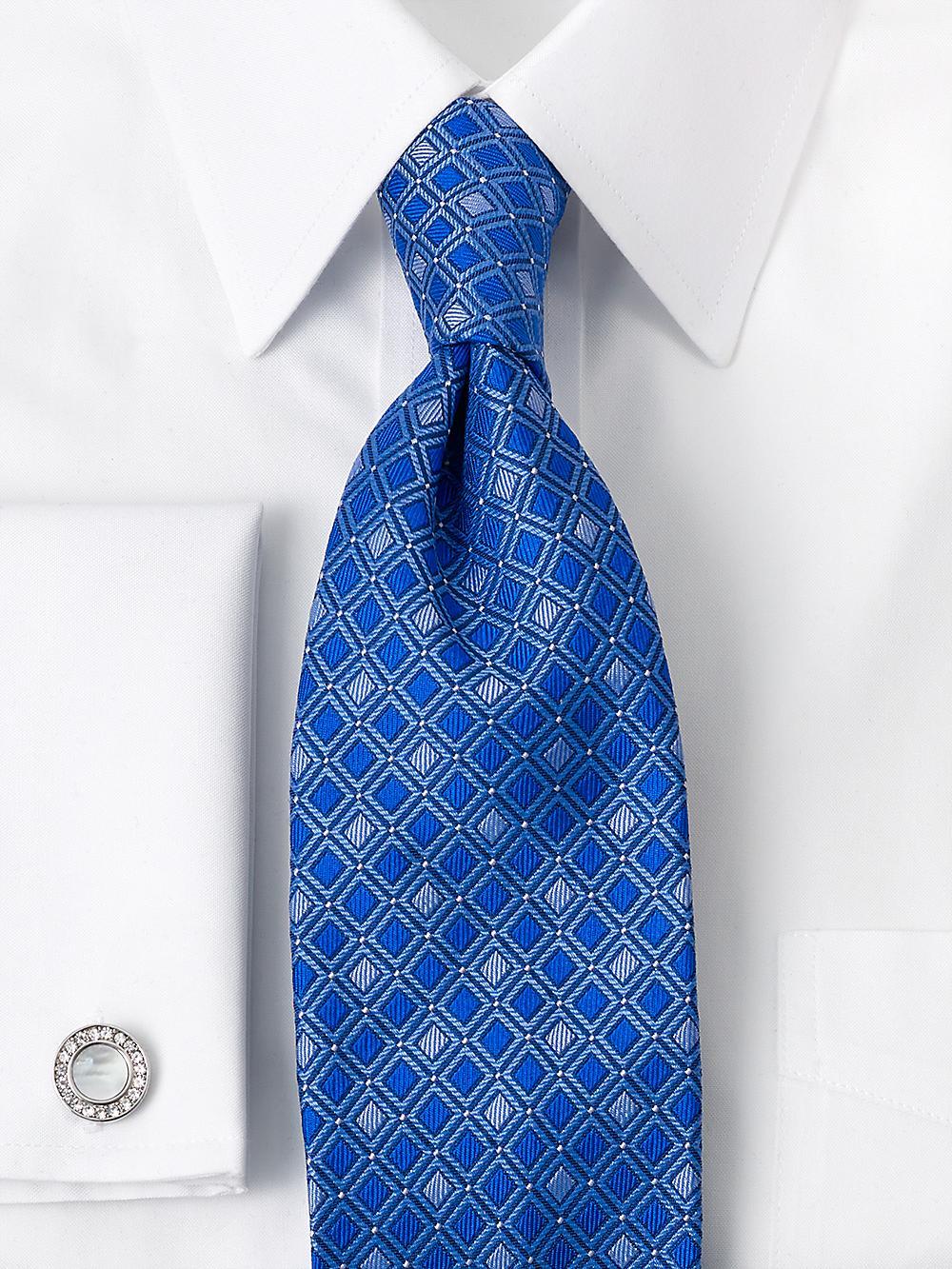 Geometric Woven Silk Tie - Blue Product Image