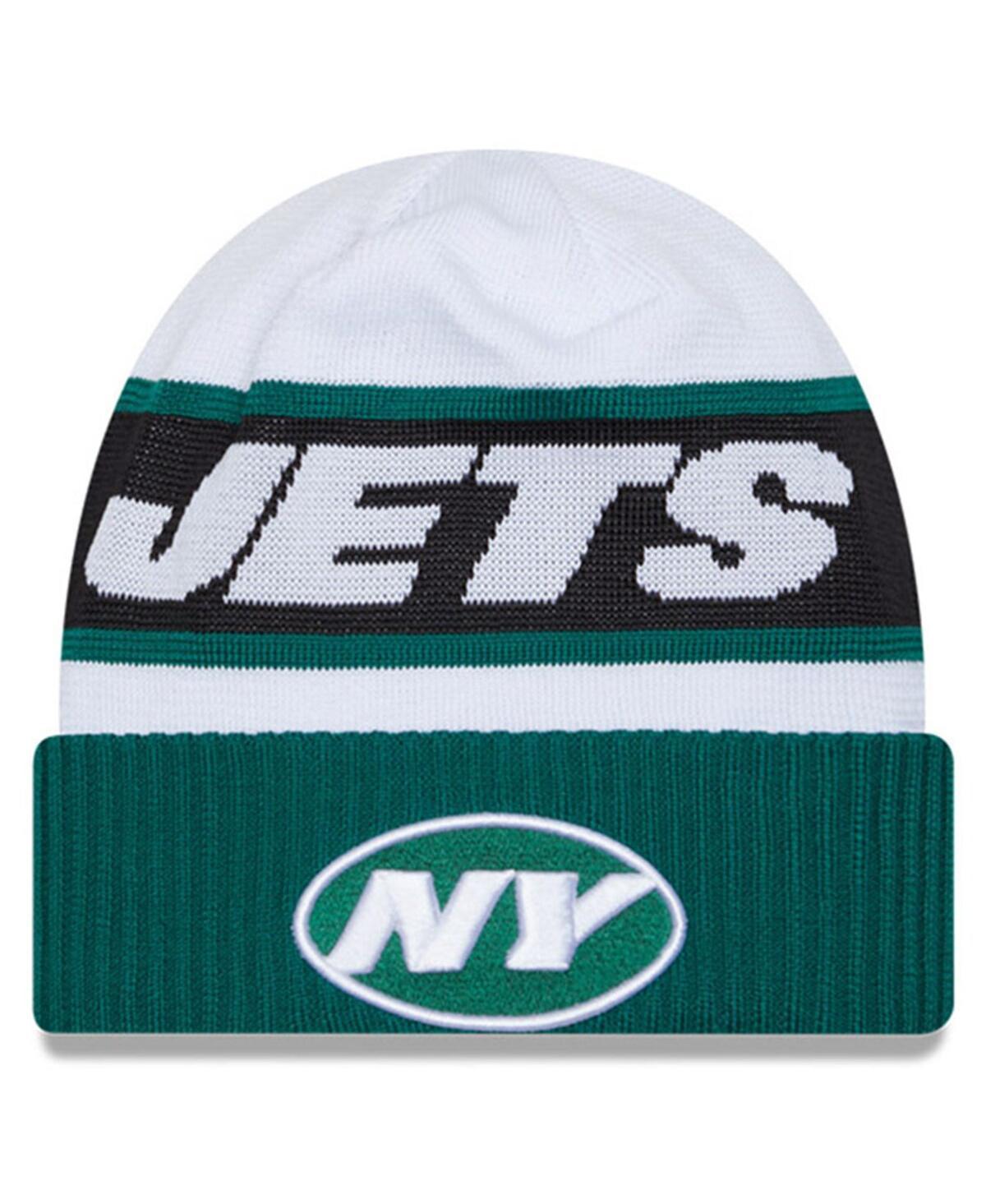 Mens New Era White New York Jets 2023 Sideline Tech Cuffed Knit Hat - White Product Image