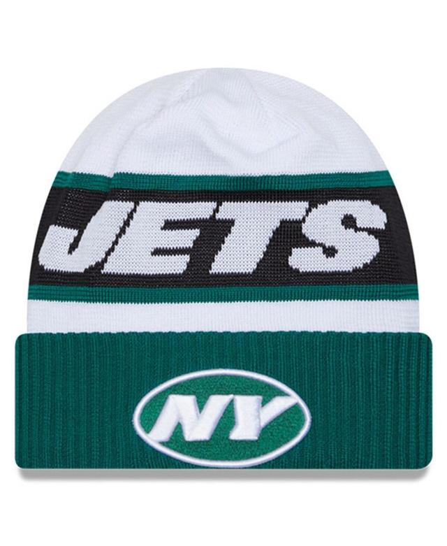 Mens New Era White New York Jets 2023 Sideline Tech Cuffed Knit Hat - White Product Image