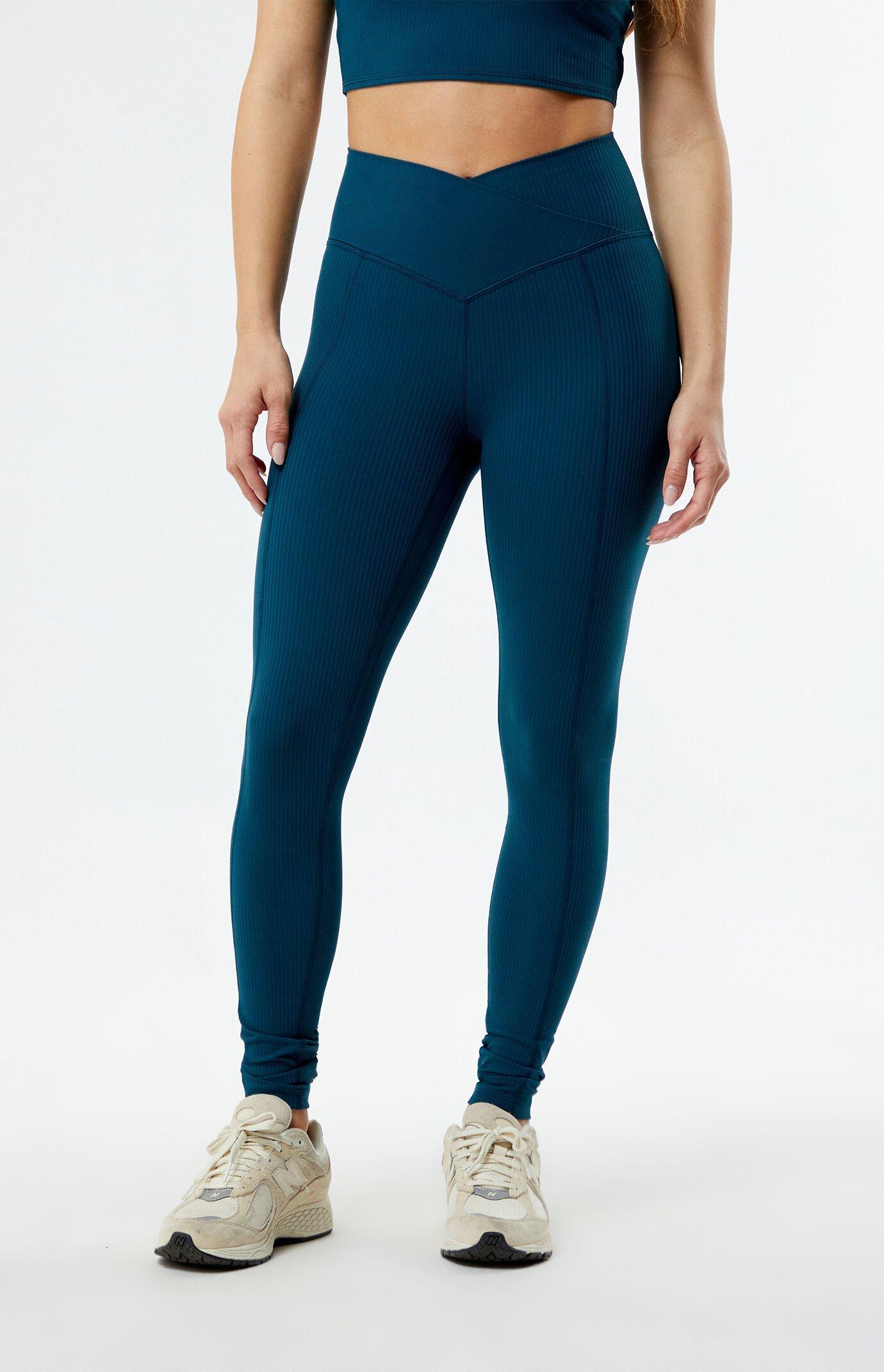 PAC 1980 Women's Active Ribbed Crossover Yoga Pants Product Image