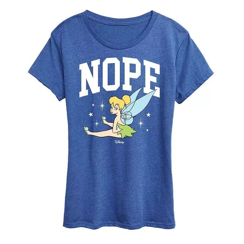 Disneys Tinker Womens Bell Nope Graphic Tee, Girls Grey Royal Blue Product Image