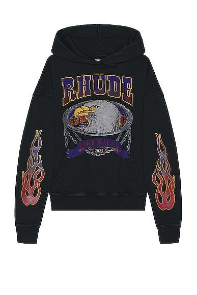 Rhude Screaming Eagle Hoodie in Vintage Black - Black. Size XL/1X (also in ). Product Image