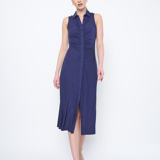 Sleeveless Ruched Front Midi Dress Product Image