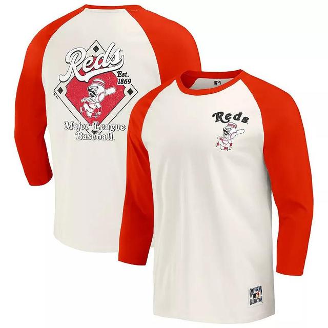 Mens Darius Rucker Collection by Fanatics White Cincinnati Reds Cooperstown Collection Raglan 3/4-Sleeve T-Shirt Product Image