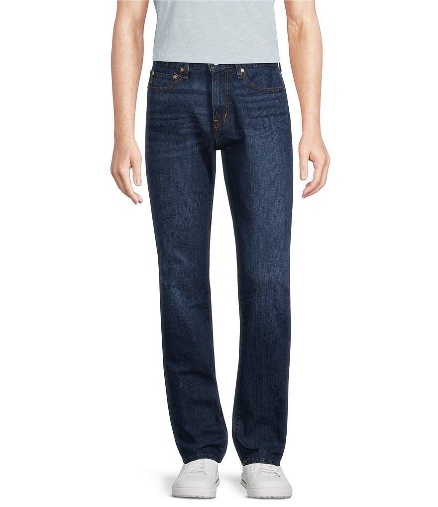 Premium Denim Relaxed Straight Fit Medium Wash Stretch Jeans product image