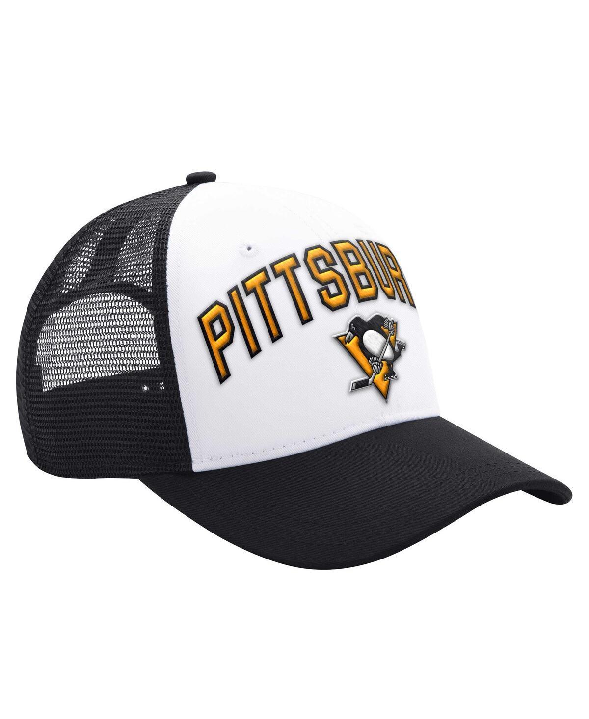 Mens Starter White Pittsburgh Penguins Arch Logo Trucker Adjustable Hat - White Product Image