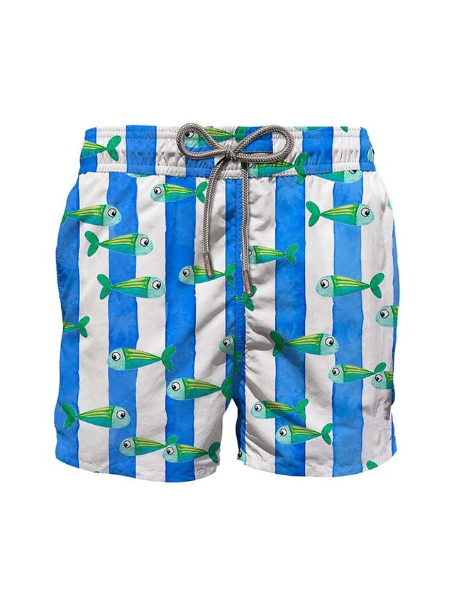 Mens Gustavia Striped Fish-Print Swim Shorts Product Image