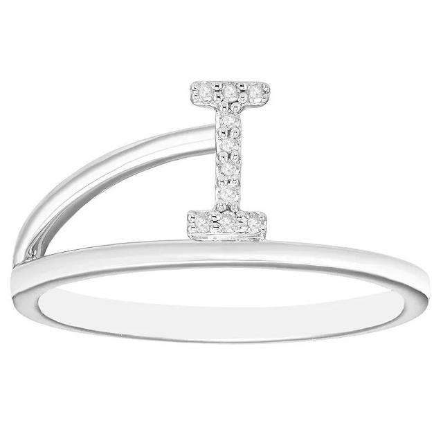 Boston Bay Diamonds Sterling Silver Diamond Accent Letter Initial Split Shank Ring, Womens Silver Tone I Product Image