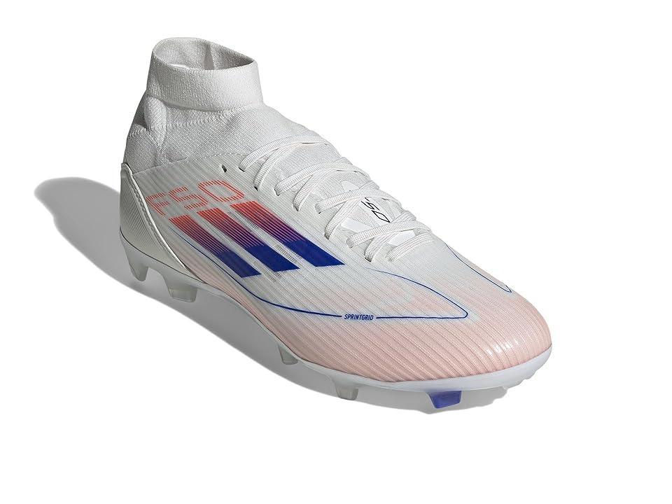 adidas F50 League Mid Football Boots Firm Ground (White/Lucid /Solar Red) Women's Soccer Shoes Product Image