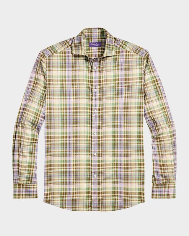 Men's Plaid Twill Casual Button-Down Shirt Product Image