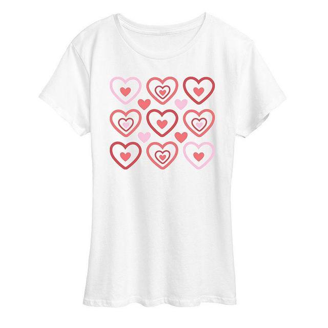 Womens Pastel Heart Grid Graphic Tee Product Image