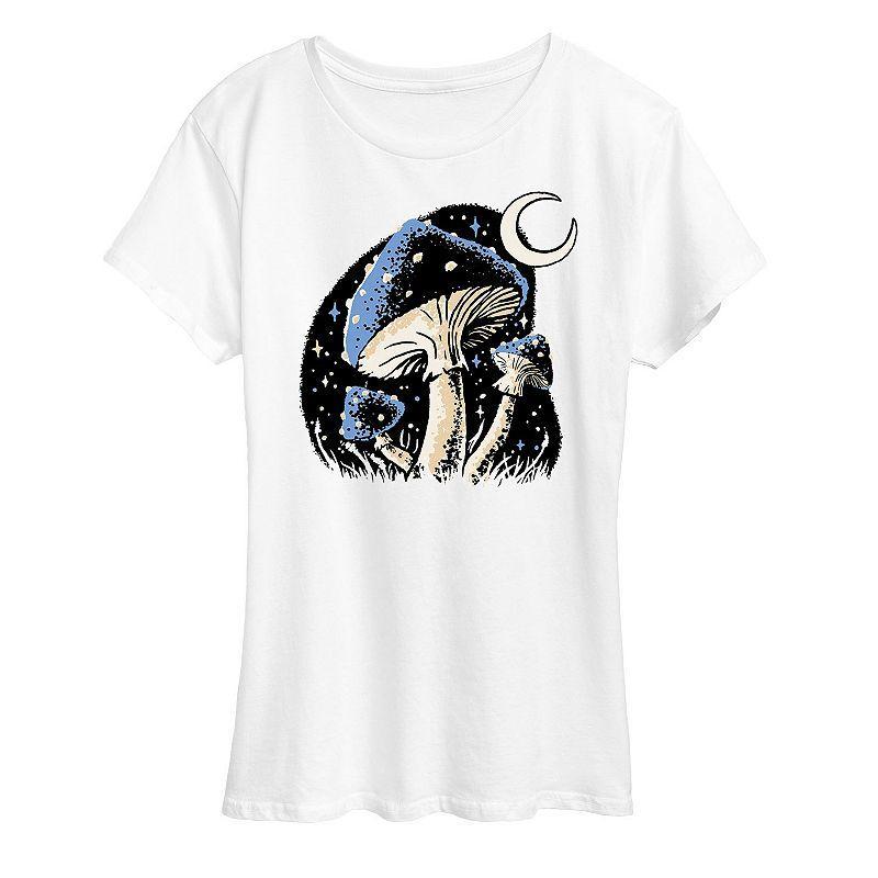 Womens Starry Mushroom Graphic Tee, Girls Grey Gray Product Image