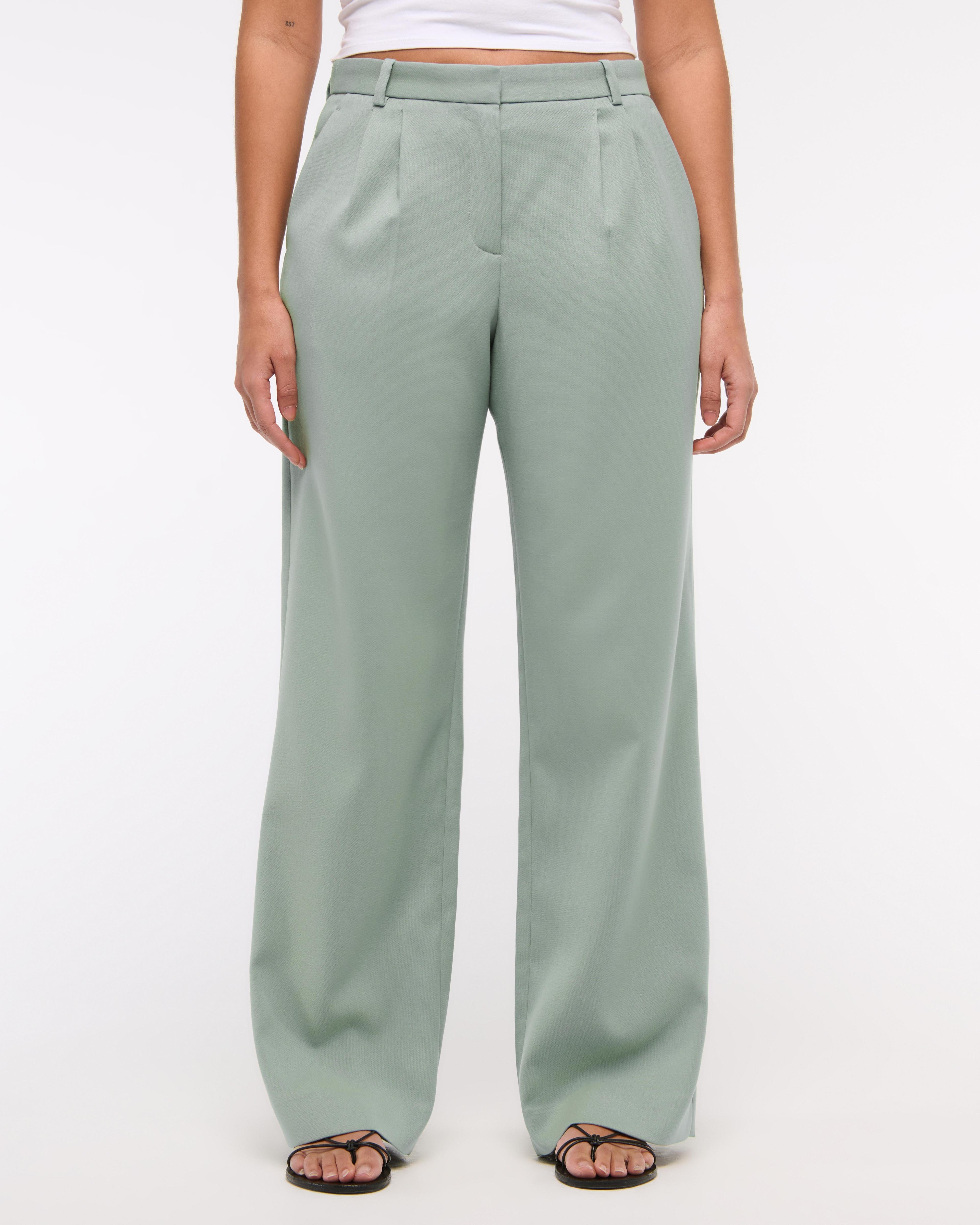 Curve Love A&F Sloane Low Rise Tailored Wide Leg Pant Product Image